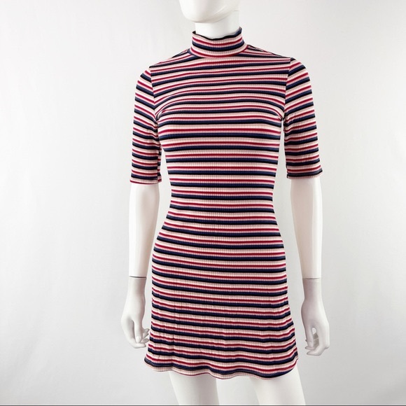 Reformation Mod Turtleneck Striped Mini Dress - Picture 2 of 6